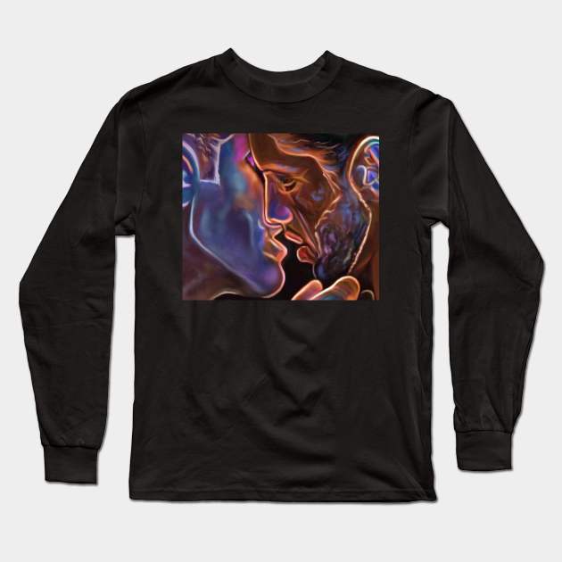 LGBTQ Art Gay Couple Shares A Sensual Kiss Long Sleeve T-Shirt by egcreations